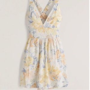 NWOT | A&F Floral Linen Scrunch Romper Dress | MT